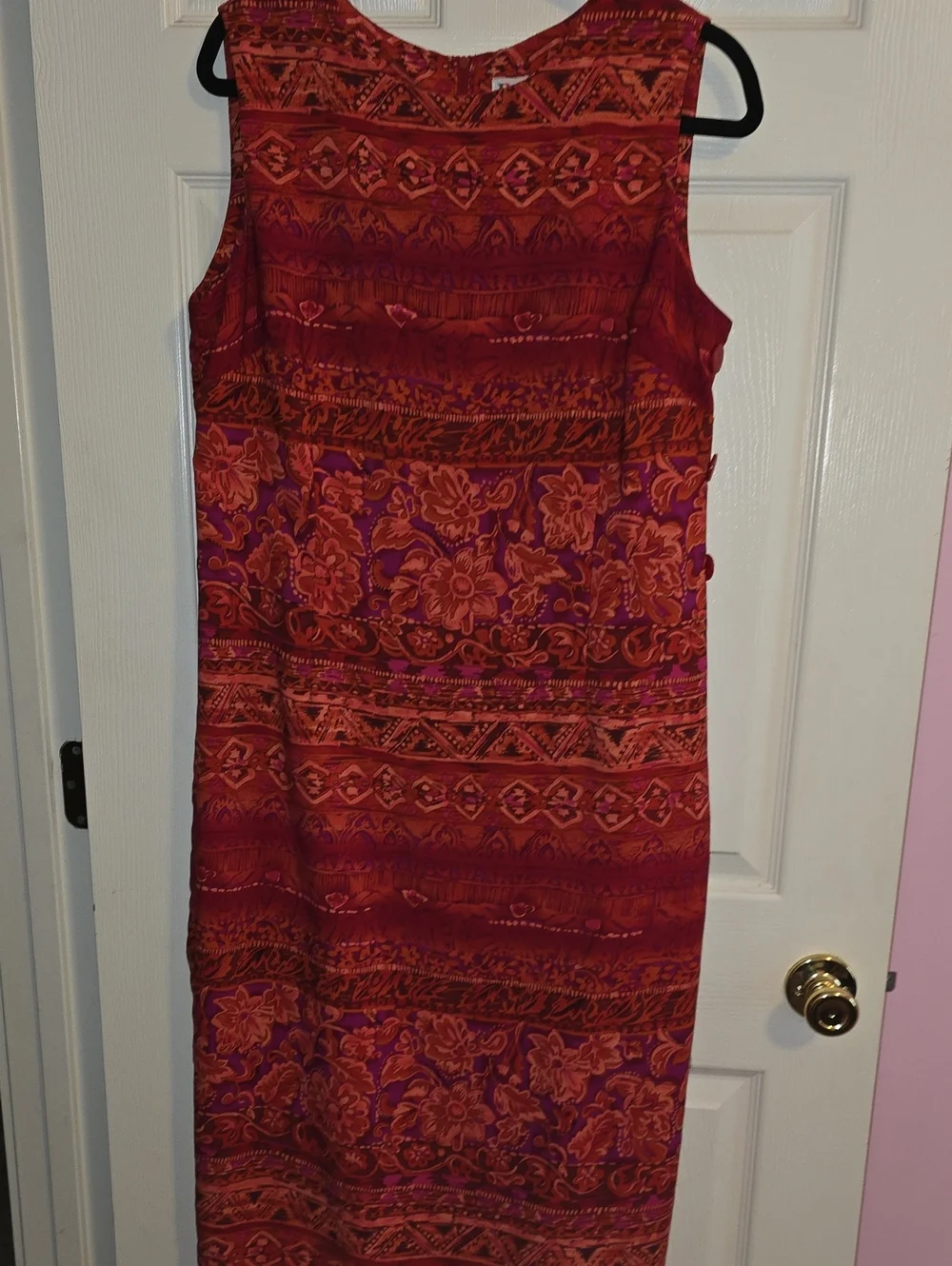 Sleeveless Red Floral-Print‎ Midi Dress